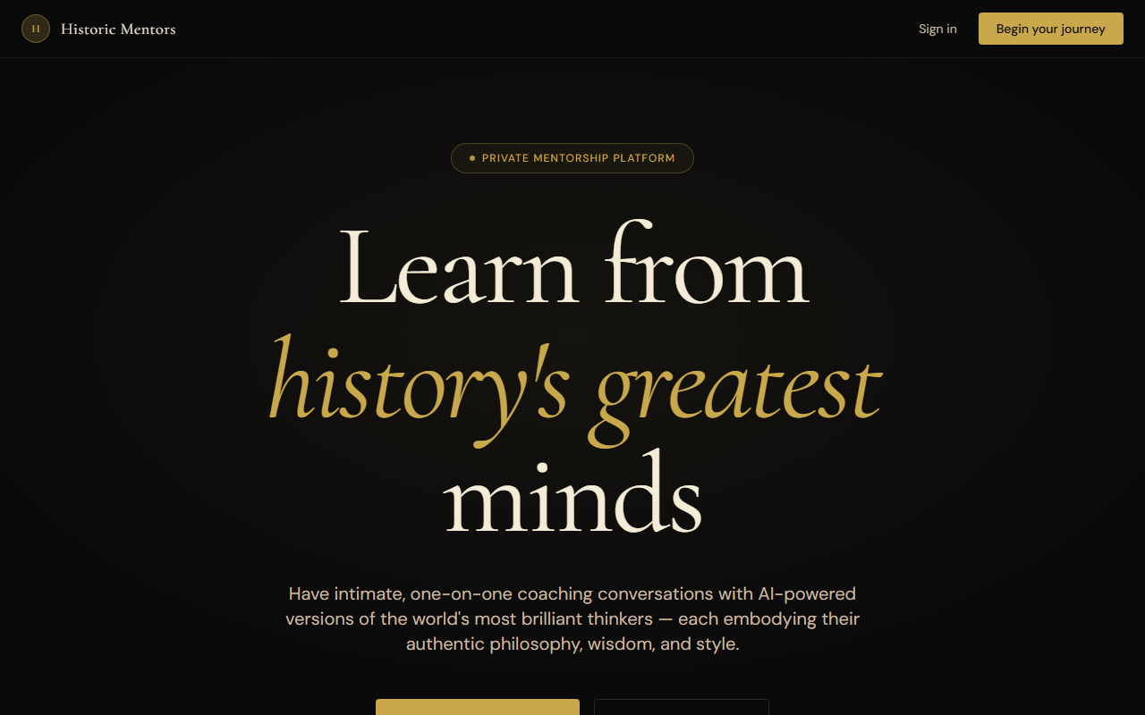 Screenshot of Historic Mentors