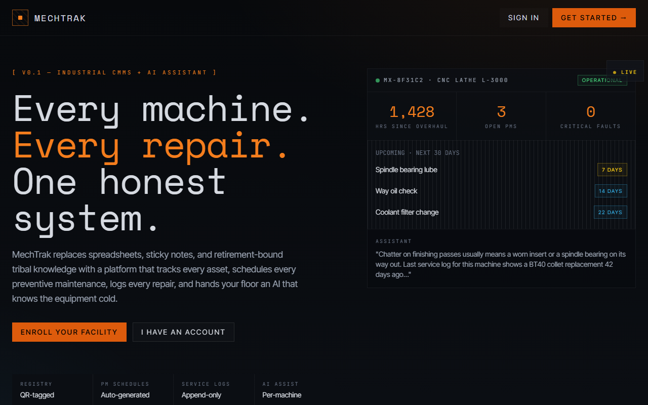 Screenshot of Machine Maintenance
